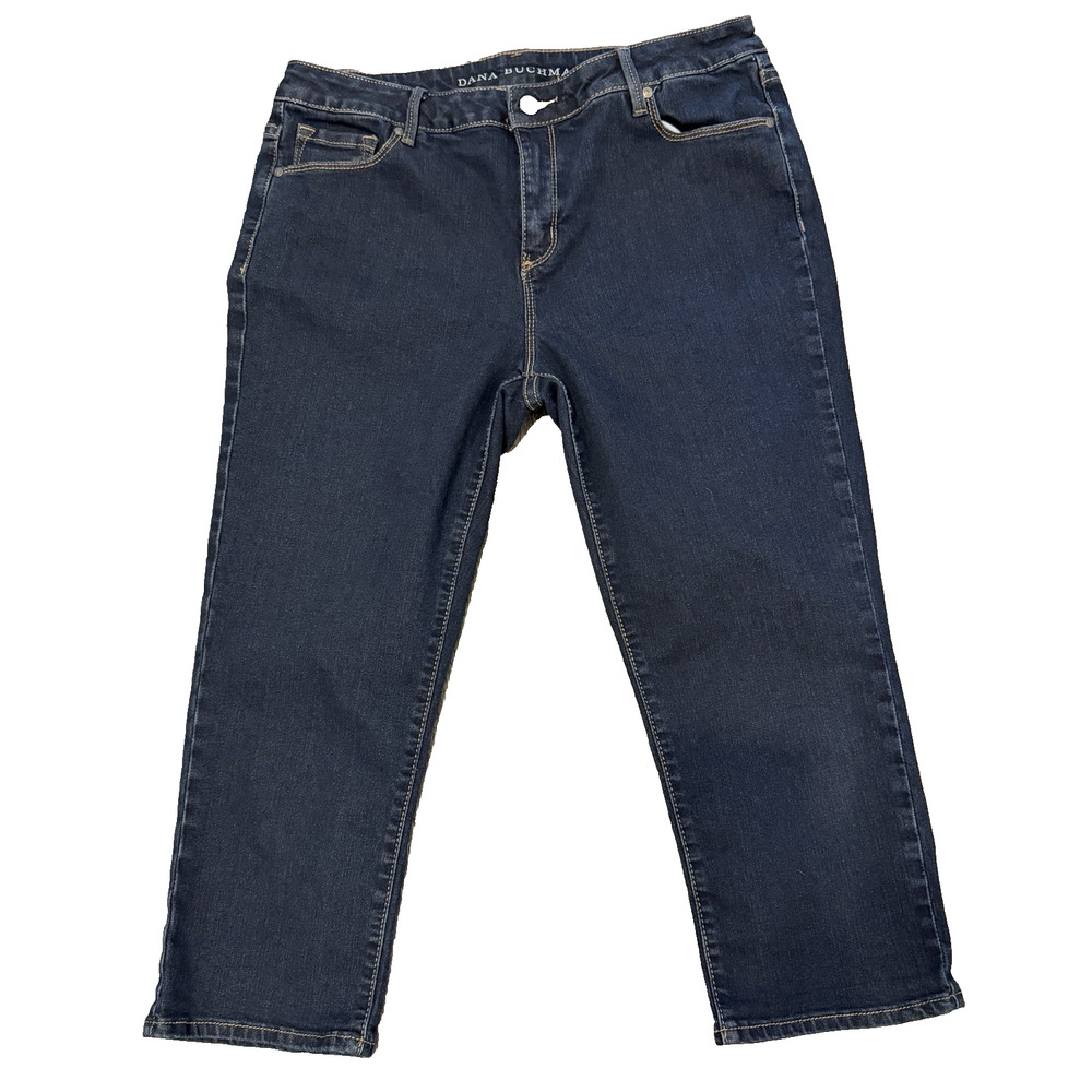 Dana Buchman Womenβs Cropped Jeans Size 12 Blue Dark Wash